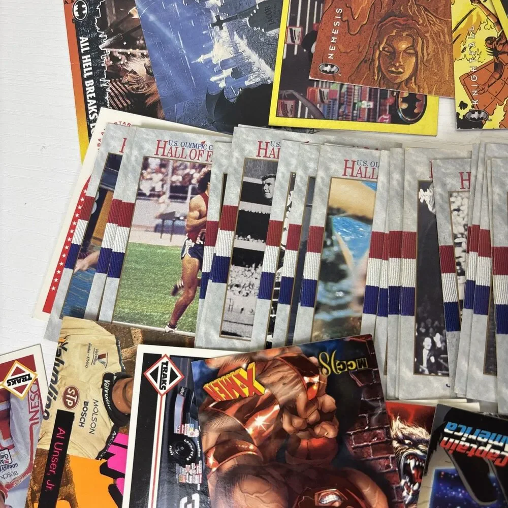 Lot 90s Trading cards 200+ Looney Tunes Marvel WCW WWF Olympics Batman Hot Wheel